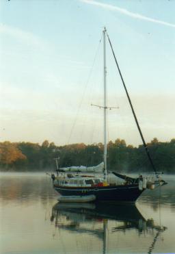 Boat at anchor in Chrisman Creek